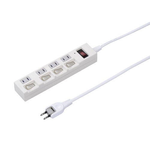 個別集中スイッチ付節電タップ4個口5m白