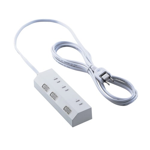 電源タップ 3m 3個口 個別スイッチ 磁石 白