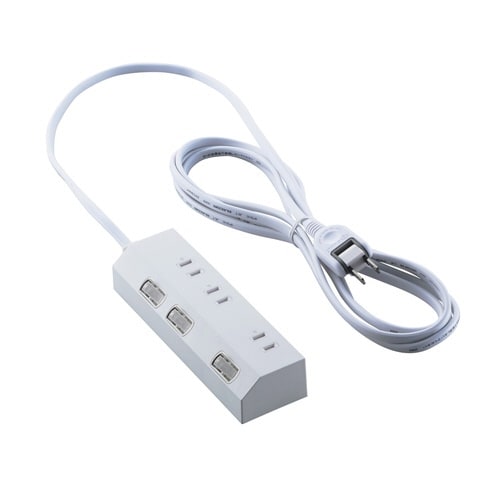 電源タップ 3m 3個口 個別スイッチ ホワイト