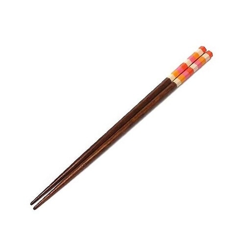 箸 23cm キューピット 六角箸 木製 オレンジ