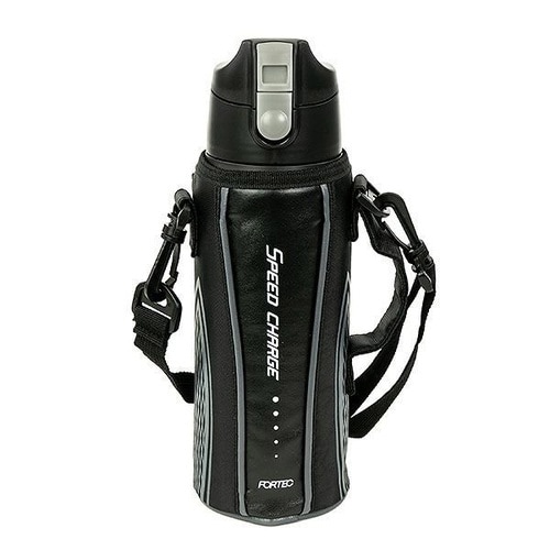 水筒 ステンレス 直飲み コップ付き ブラック