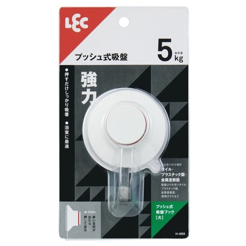 フック プッシュ式吸盤フック L 1個入り