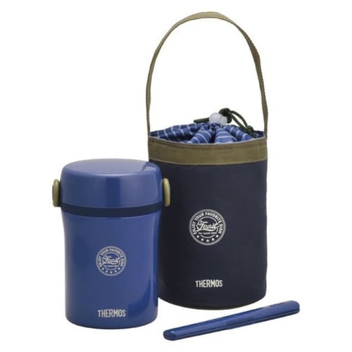 サーモス 弁当箱 保温 縦型 ネイビー