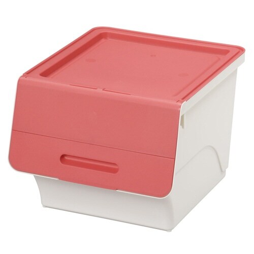 収納ボックス前開きフロック30深型ピンク×2