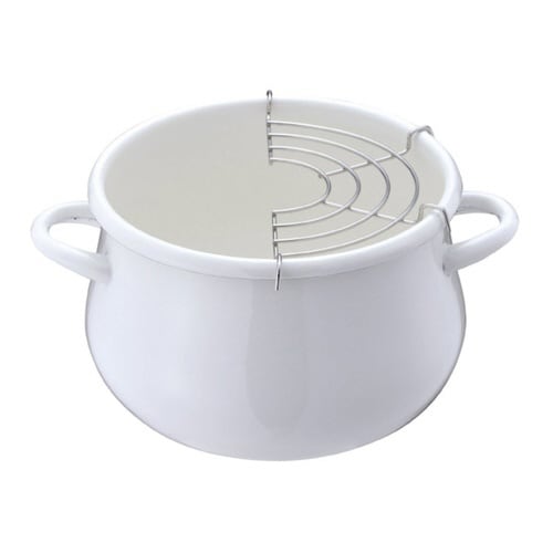 天ぷら鍋 ホーロー鍋 プチクック ホワイト×2