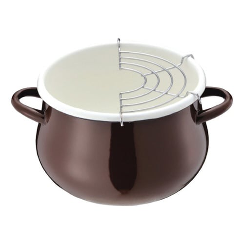 天ぷら鍋 ホーロー鍋 プチクック ブラウン×2