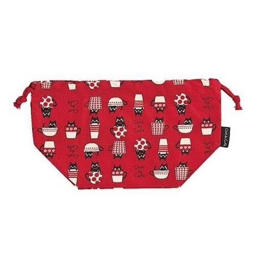 ランチバッグ ランチ巾着 cafe レッド