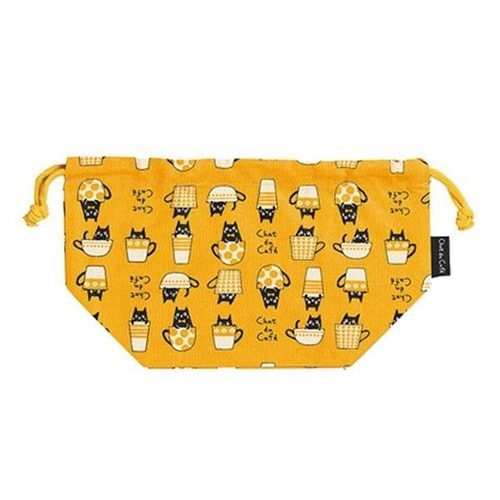 ランチバッグ ランチ巾着 cafe イエロー