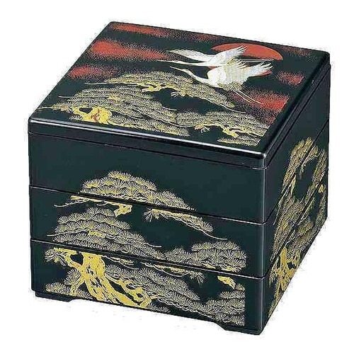 お弁当箱 6.5 三段重 黒 日の出鶴 3段 お重