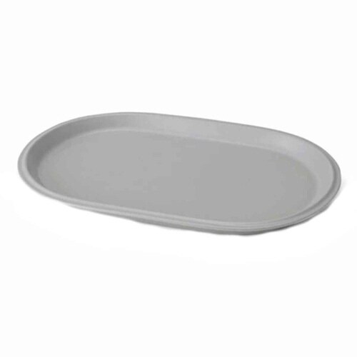 プレート 34cm オーバルプラター 陶器 グレー