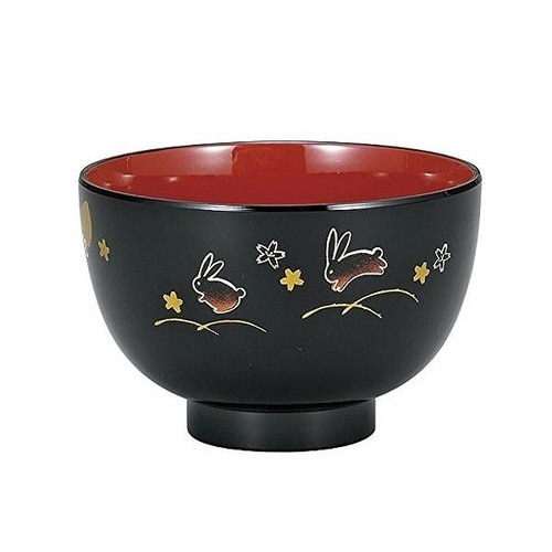 汁椀 黒 夢うさぎ 食洗機対応 プラスチック製