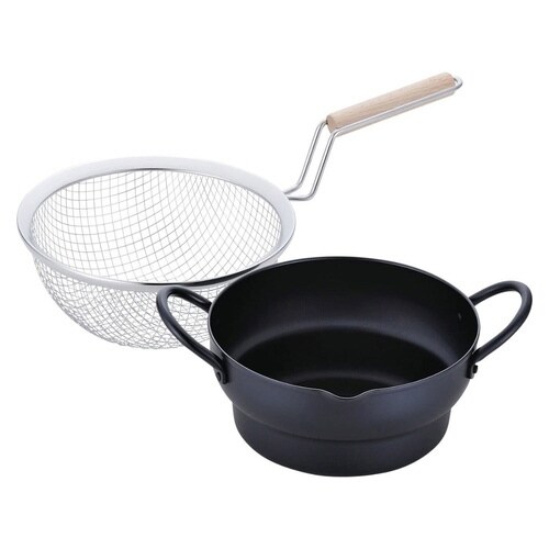 天ぷら鍋 18cm IH対応 木柄フライヤー付き