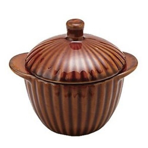 ココット 11cm 蓋付き ギャザー ブラウン