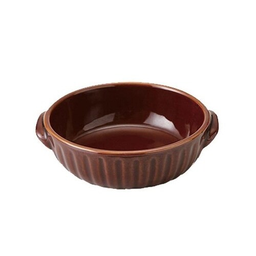 グラタン皿 16cm ラウンド ギャザー ブラウン