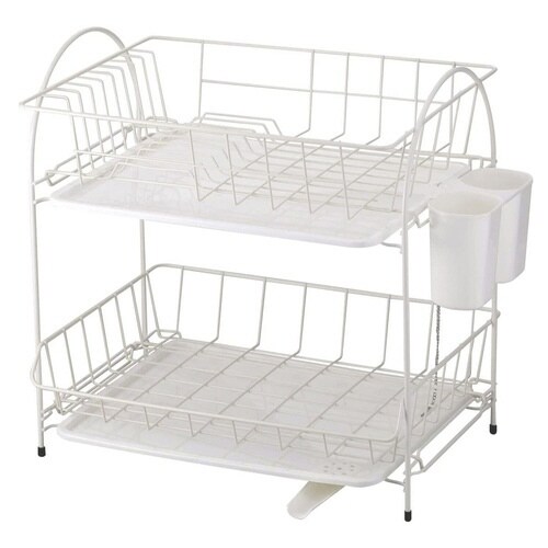 水切りラック 水切りバスケット 2段 ホワイト
