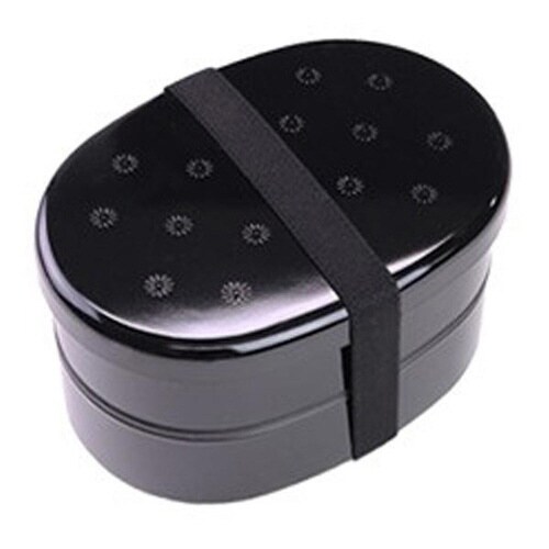 お弁当箱 小判弁当箱 2段 420ml 黒菊文様