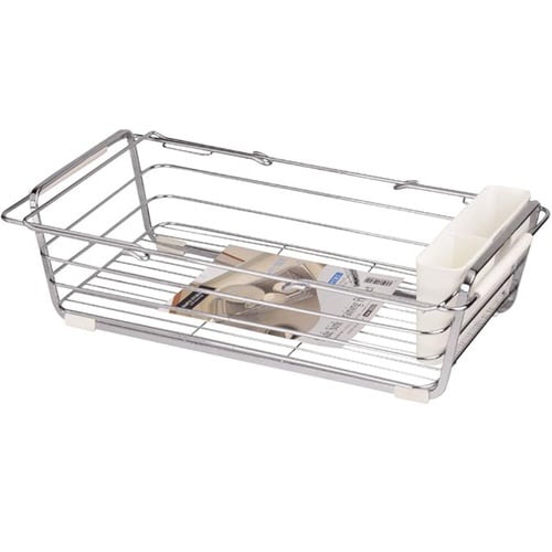 伸縮水切りラック シンプルストレージ ホワイト×2