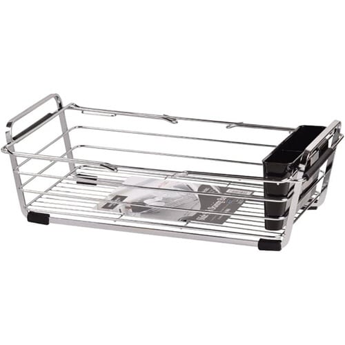 伸縮水切りラック シンプルストレージ ブラック×2