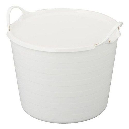 バスケット 収納 ふた付き Mサイズ ホワイト×2