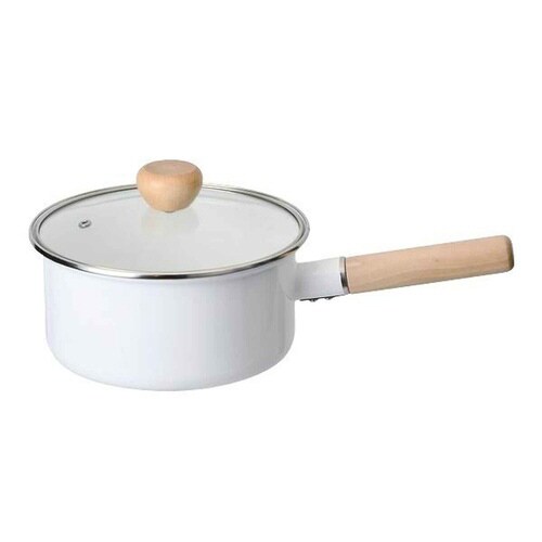 片手鍋 18cm IH対応 ホーロー ホワイト×2