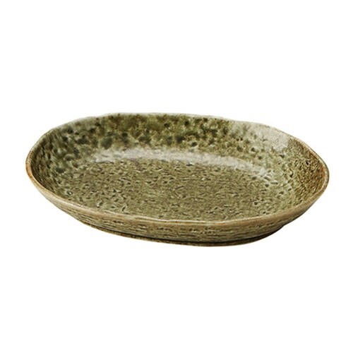 カレー皿 23cm 楕円 緑釉 皿 食器 陶器