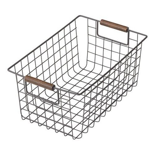 ワイヤーバスケット S 木柄 バスケット ブラウン