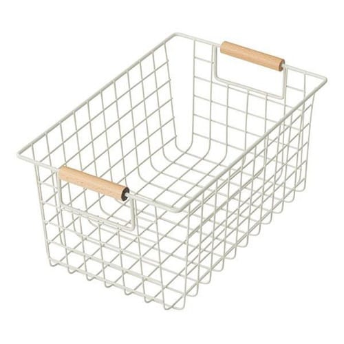 ワイヤーバスケット S 木柄 サンドホワイト