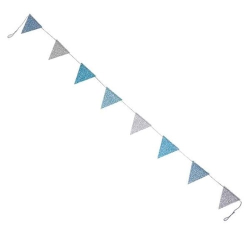 ガーランド フラッグ 旗 三角 キラキラ ブルー