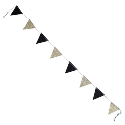 ガーランド フラッグ 旗 ゴールド&ブラック