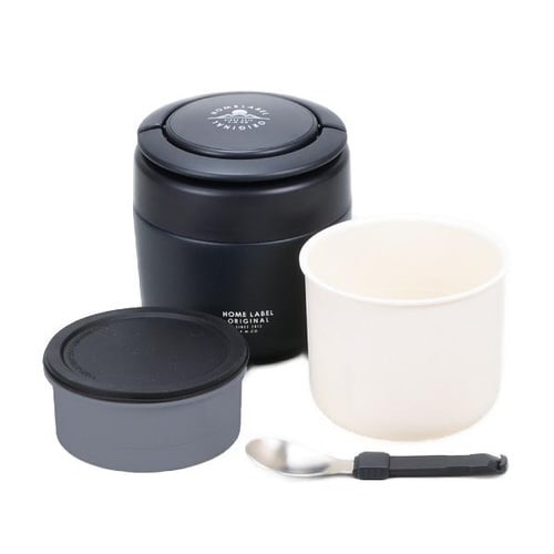 弁当箱 保温弁当箱 スプーン付 ブラック×2