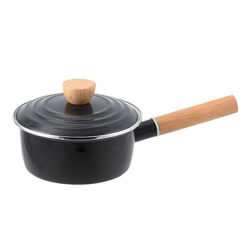 片手鍋 16cm ホーロー製 ブラック×2