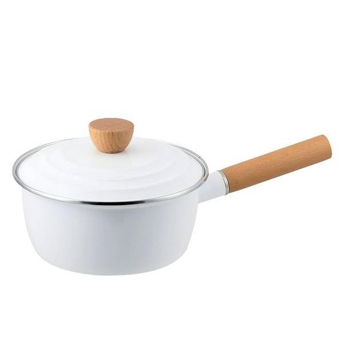 片手鍋 18cm ホーロー製 ホワイト×2