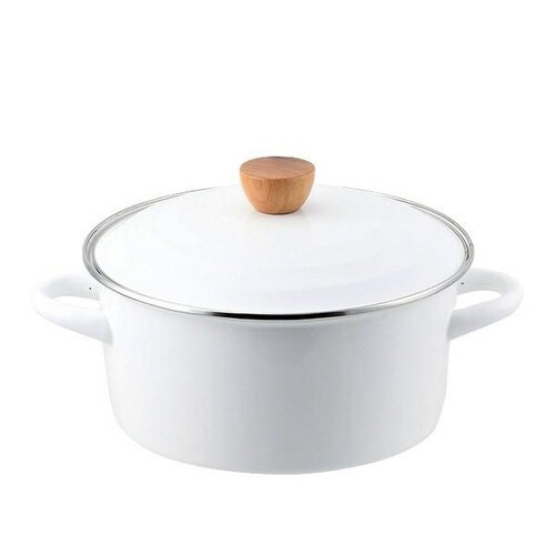 両手鍋 22cm IH対応 ホーロー製 ホワイト