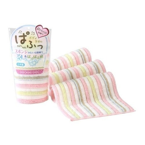 ボディタオル パフッボディタオル 泡立ち ピンク