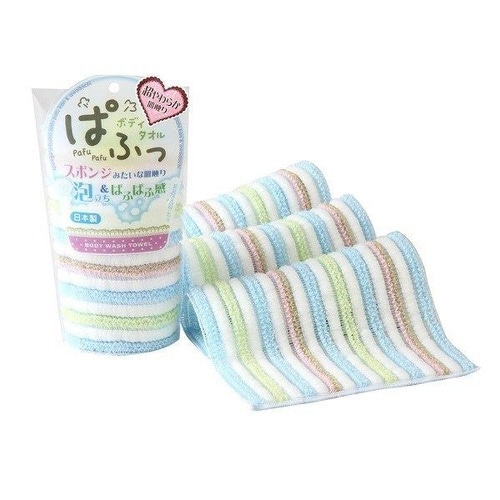 ボディタオル パフッボディタオル 泡立ち ブルー