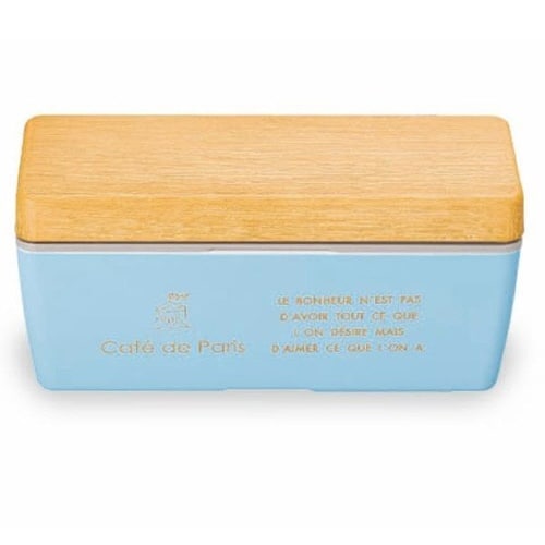 お弁当箱 1段 保冷剤付き 木目BCランチ ブルー