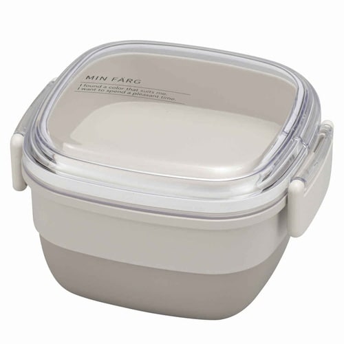 お弁当箱 抗菌 2段 2点ロック MIN グレー