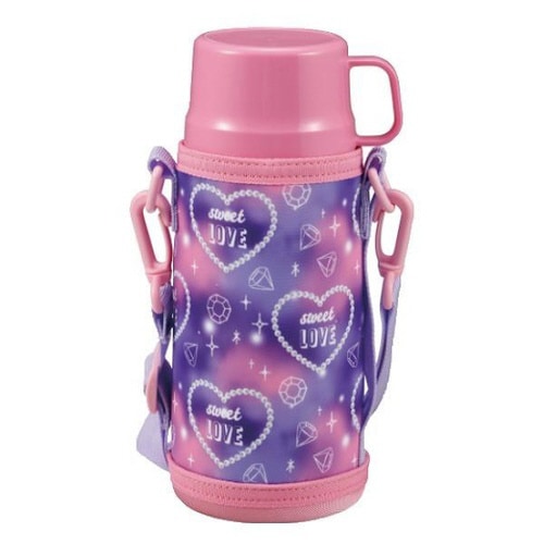 水筒 キッズ 直飲み コップ付 2WAY ハート