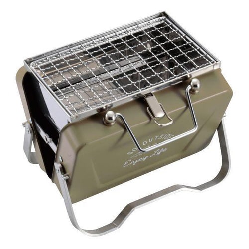 アウトドア コンロ 卓上グリル V型 カーキ