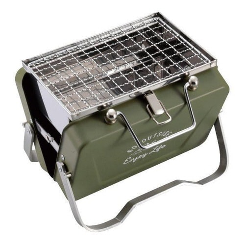 アウトドア コンロ 卓上グリル V型 オリーブ