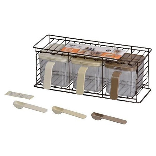 調味料入れ 3個セット 縦横兼用ラック付き