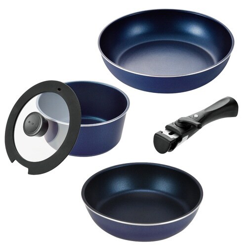 フライパン 5点セット A IH対応 ネイビー