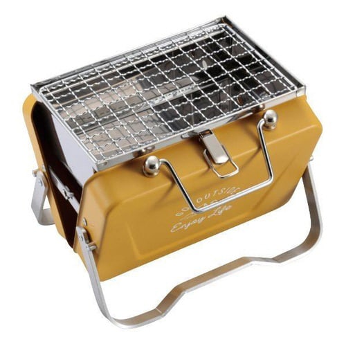アウトドア コンロ 卓上グリル V型 イエロー