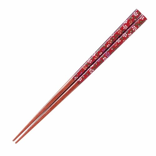 箸 21cm 23cm アクリア 花園 木製 赤