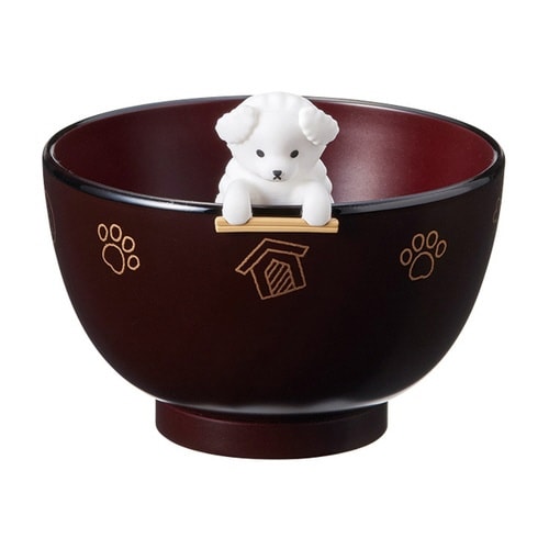 汁椀箸置きセットしるワン食器白プードル×2