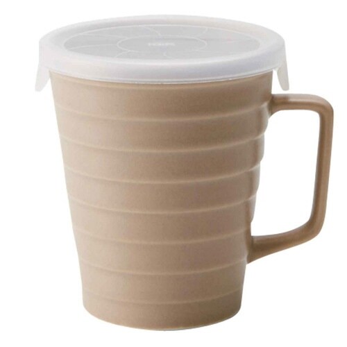 マグカップ フタ付き 230ml 陶器 ベージュ
