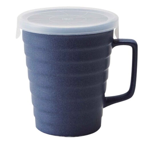 マグカップ フタ付き 230ml 陶器 ネイビー