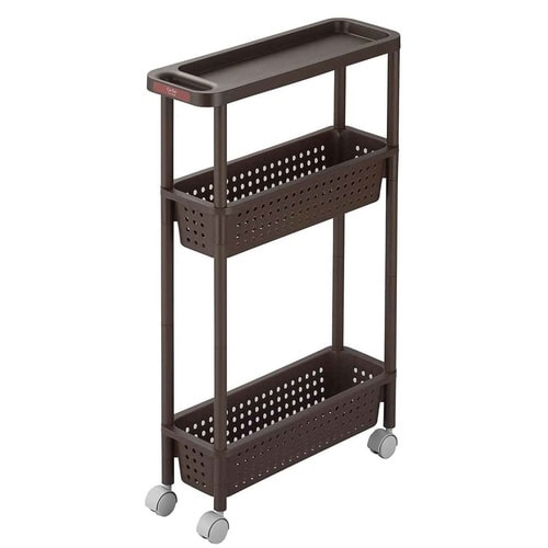 キッチンワゴン 3段 キャスター付き ブラウン