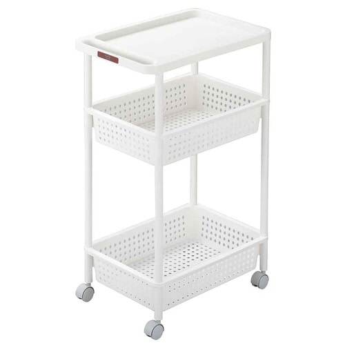 キッチンワゴン 3段 キャスター付き ホワイト