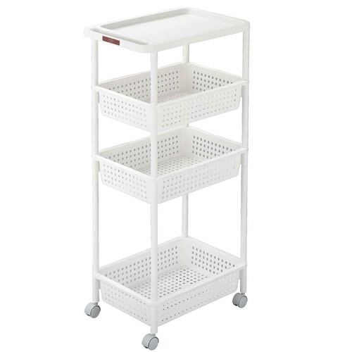 キッチンワゴン 4段 キャスター付き ホワイト
